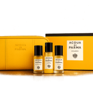 ACQUA DI PARMA 4 PCS GROOMING SET FOR MEN_ 1.0 SHAVING OIL+0.5 BEARD SERUM+0.67 COLOGNE+POUCH